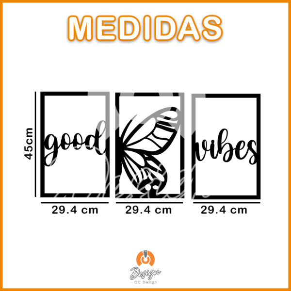 TRIPTICO GOOD VIBES MARIPOSA - Imagen 2