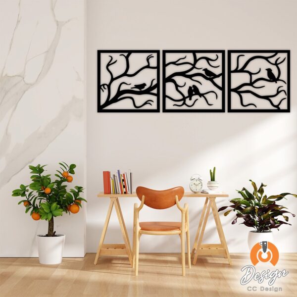 TRIPTICO ARBOL CON AVES