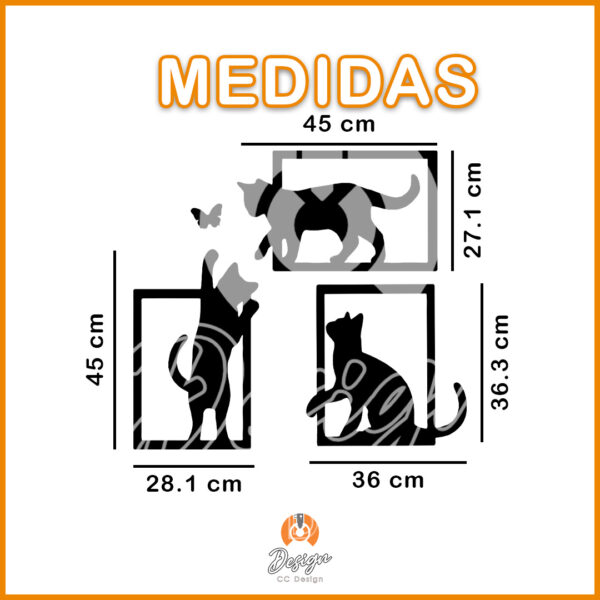 TRIPTICO GATOS CON MARIPOSA - Imagen 2